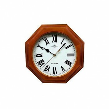 さんてる SKP電波 日本製 天然木シンプル8角電波掛け時計（ローマ文字） ブラウン DQL730R-BR