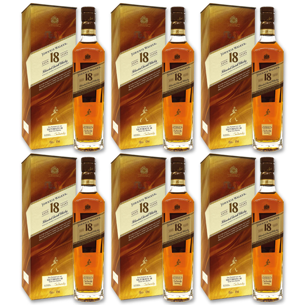 [正規品] ジョニーウォーカー 18年 6本セット 700ml / ギフトBox入り スコットランド ブレンデッドスコッチウイスキー Johnny Walker 18 Years