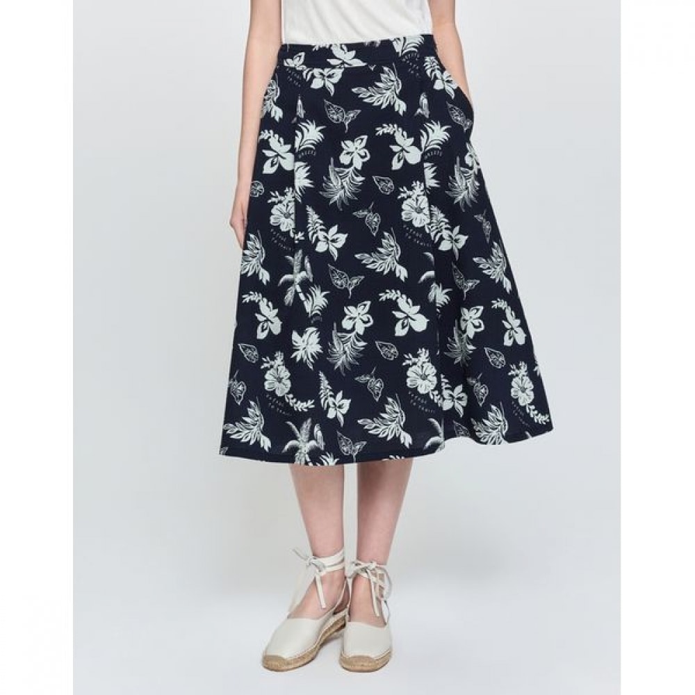 [ヘッジズレディース] 25SS フラワープリントスカートネイビー HSSK5B502N2
