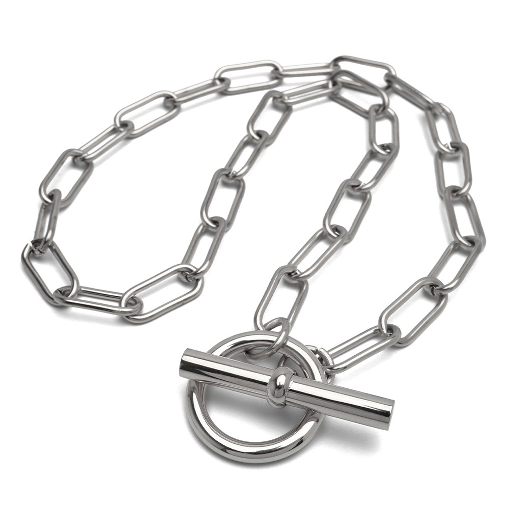 ステンレス 程よいサイズ感のコマを使用した長小豆チェーンネックレス4サイズ [n1206-silver]