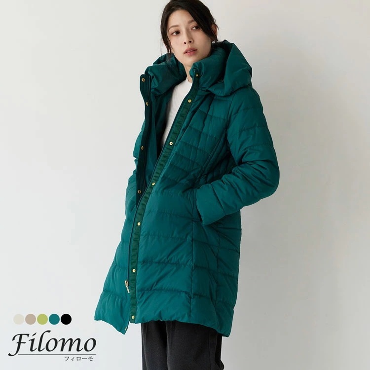 ダウンコート レディース 軽量 ライトダウン フード付き Filomo フォックス ファー付き ブランド コート アウター 冬 女性 大きいサイズ ゆったり 30代 40代 50代 ミセス 母の日 ギ