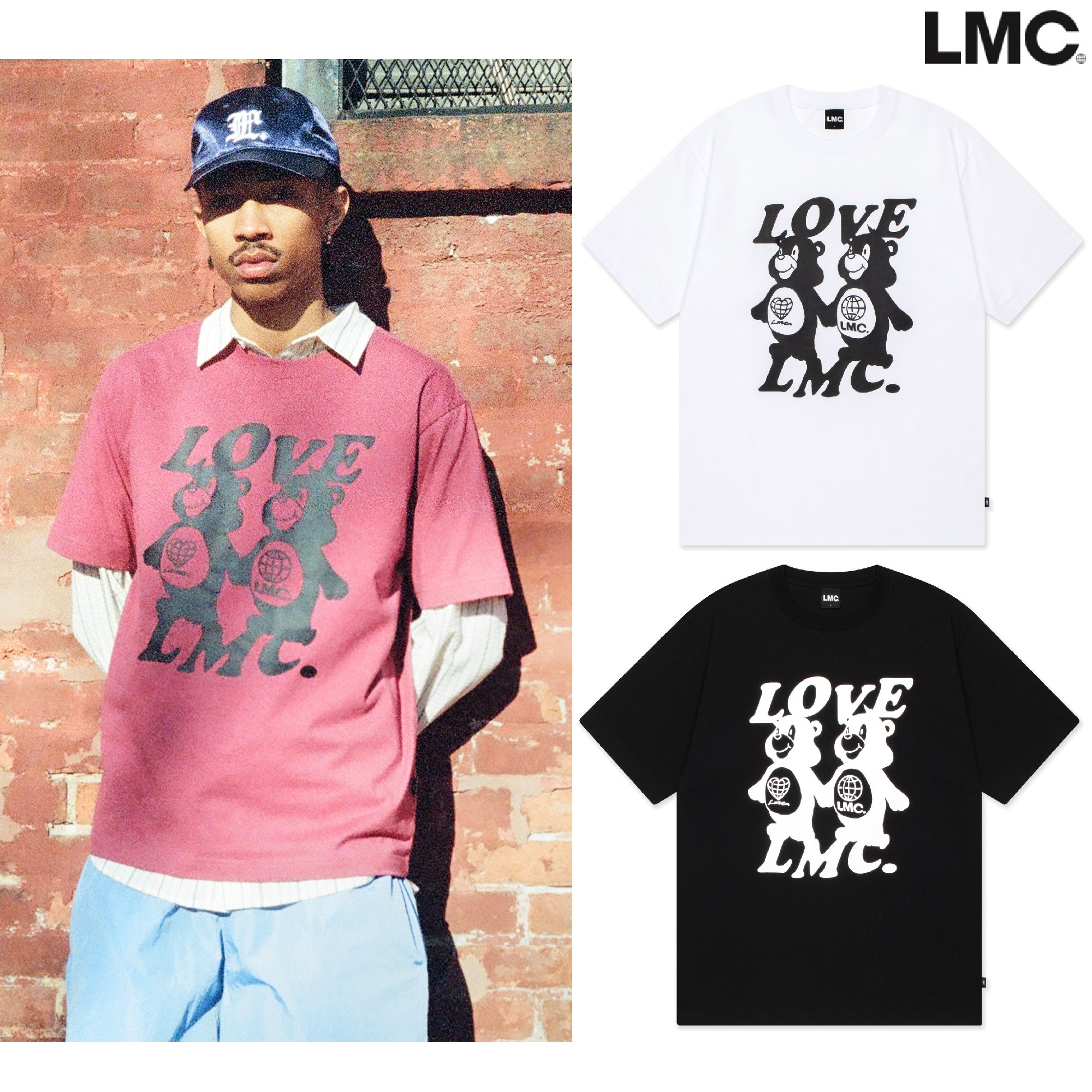 24S/S TWO BEARS TEE 3色 新商品 新学期 韓国人気 韓国ファッション 男女共用 カップルアイテム ストリートファッション 夏ファッション