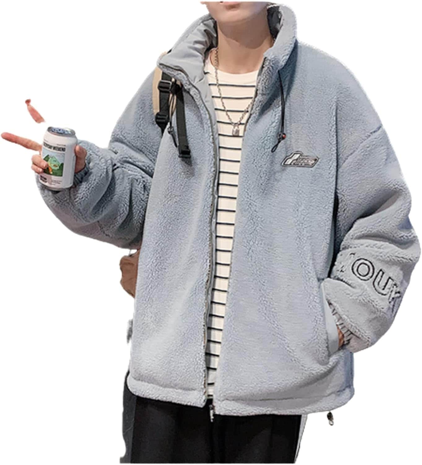 ボアジャケット 厚手 冬 メンズ ボアブルゾン 立ち襟 保温性 防寒着 フリースジャケット ボアコート かっこいい カジュアル アウトドア ジャンバー 大きいサイズ ストリート