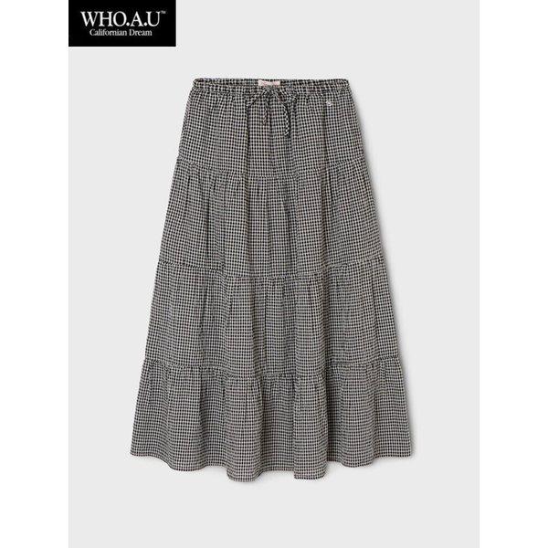 W.H.O Check Long Tiered Skirt(BLACK)-WHWHG2441F_IC