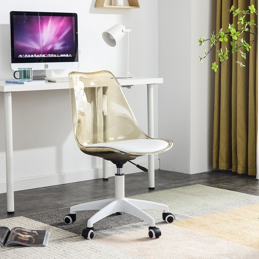 デスクチェア ダイニングチェア おしゃれ オフィスチェア PU座面 透明 北欧 モダン アンバー テレワーク ハイバッグ 2色 組み立て簡単 8,158円