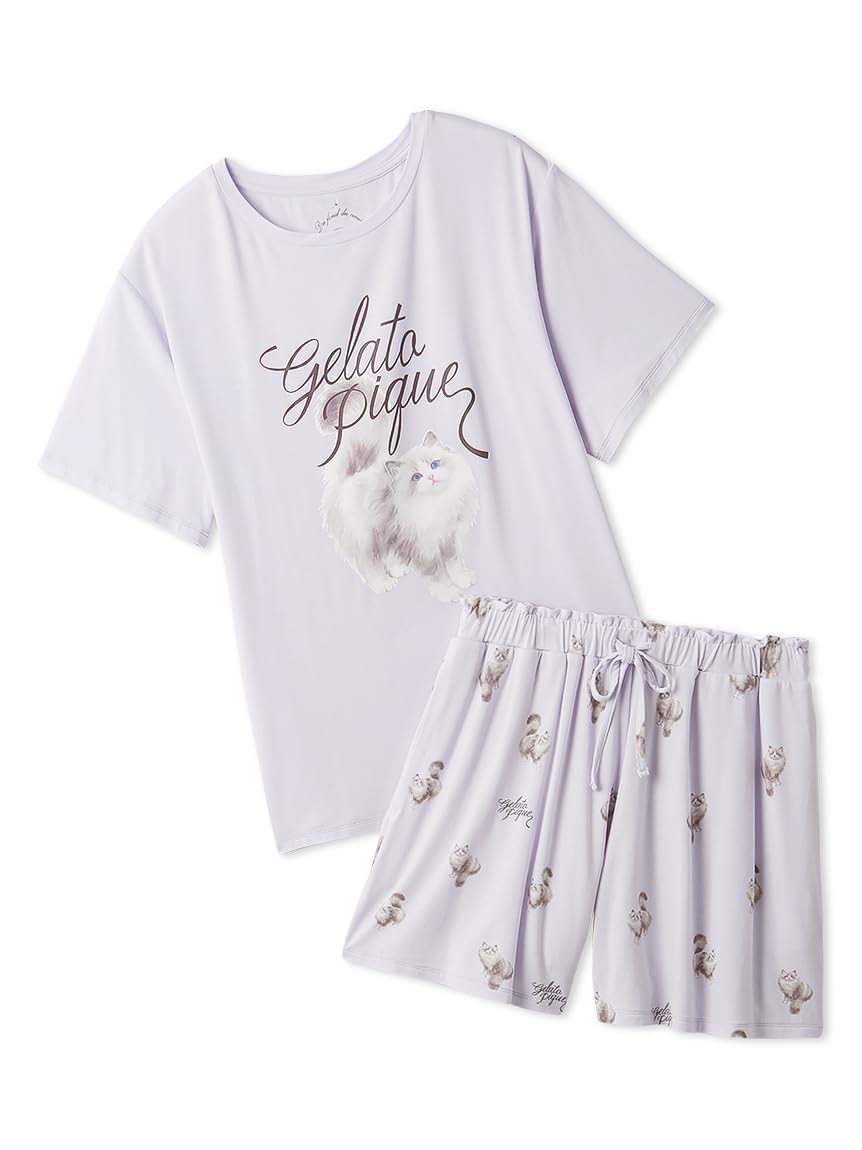 [ジェラート ピケ] EC限定 CAT柄ワンポイントTシャツ&ショートパンツセット PWCT252334 レディース LAV