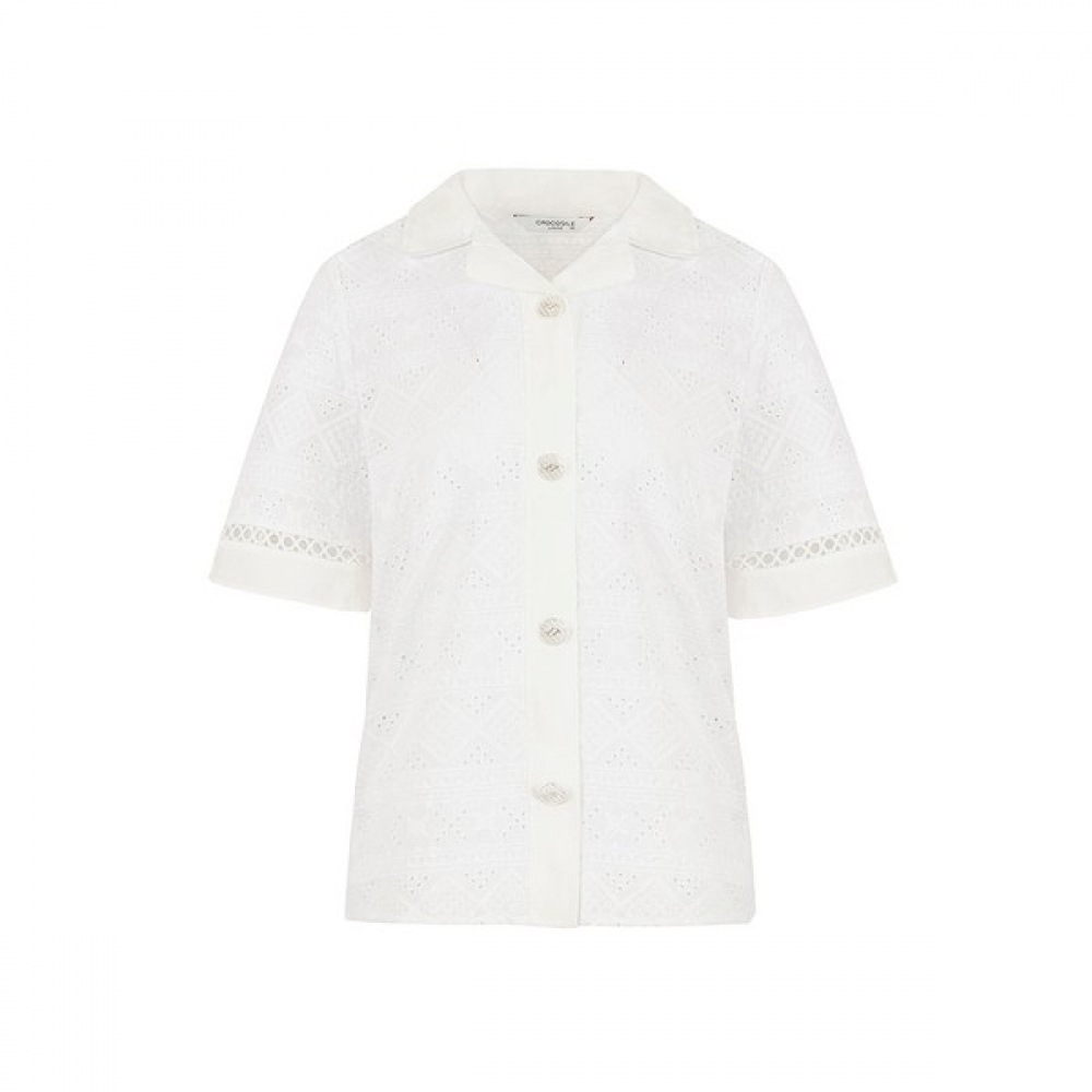 [クロコダイルレディ] アイボリーパンチングファブリックジャケットブラウスCLCMBL117 5,855円