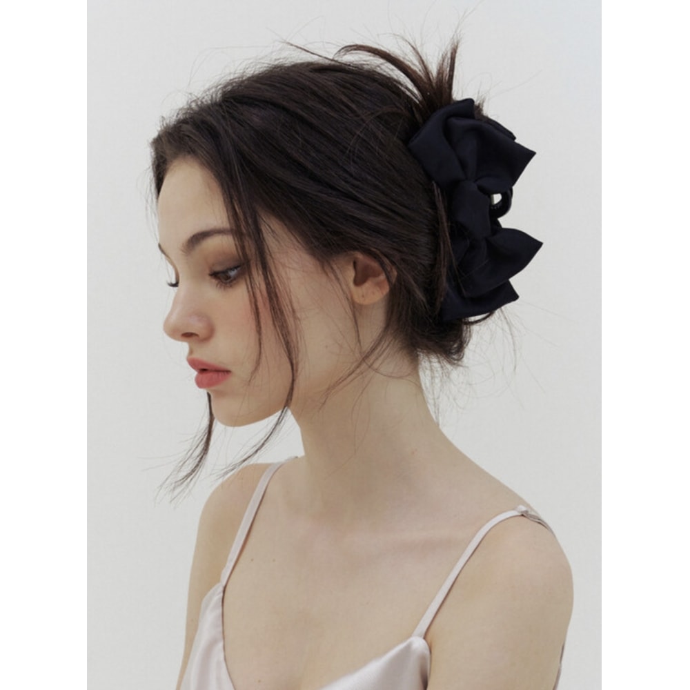 キンダベイビーダブルブラックリボンヘアクロー