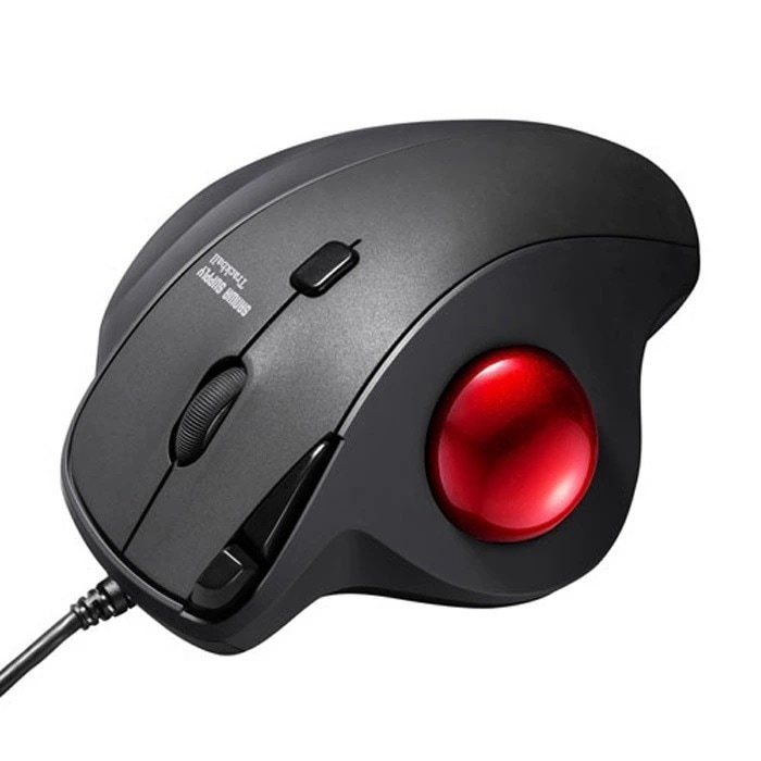 有線トラックボール 静音5ボタン親指操作タイプ MA-TB184BK