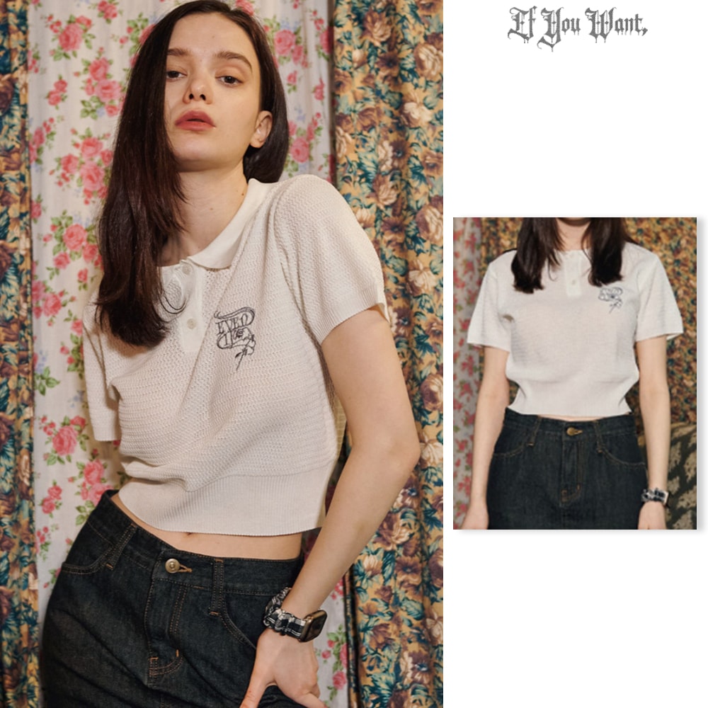 【IFYOUWANT】Willing Rose PK Knit Short Sleeve