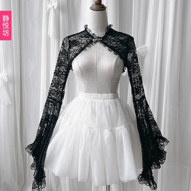 ナイトクラブのセクシーなレースのジャケットカーディガンチャイナドレスボタン長袖アウターウェアハロウィンダークゴシックヨーロッパとアメリカンスタイルのトップスレディース