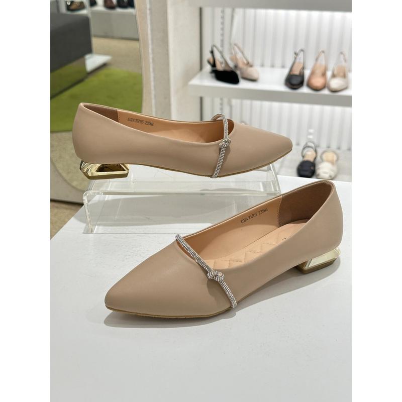 [ヨジュ店] []女性スティレット足の甲ホットフィックスディテールフラットシューズ(2color)012415705 ベージュ