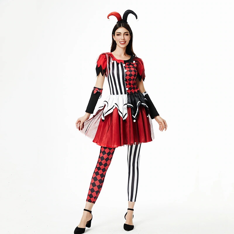 ハロウィンコスチュームサーカスピエロコスプレコスチュームレディースドレスハーレイ・クインコスチューム