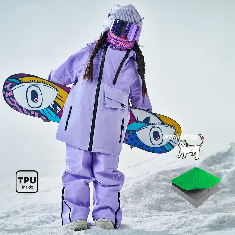 スノーボードウェア 2025 単品トップス キッズ 子供 ベビー服 ジャケット アウター 黒白 パープル ローズ 防水防風 スノボウェア スキーウェア 防寒着韓国風 女の子 男の子 こども