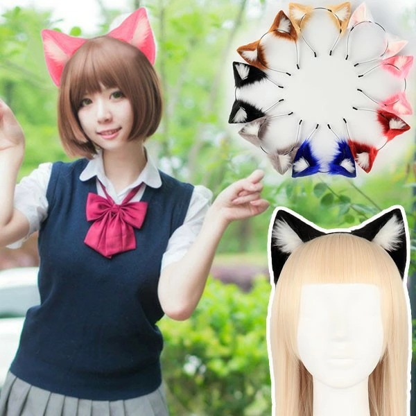 コスプレ道具 手作り 耳 カチューシャ もこもこ ふわふわ 可愛い ネコ コスプレ cosplay 可愛い 大人用 子供用 仮装 文化祭 学園祭 コスチューム アクセサリー ハロウィン ブラウン 灰色