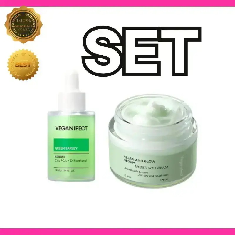 [メガ割 セット] Veganfect ビガンエフェクト 青麦 セラム 30ml ＆ 水分クリーム 50g セット 保湿 弾力 毛穴 ケア 低刺激 ヴィーガン ス킨ケア 韓国コスメ 公式 正規品 タ