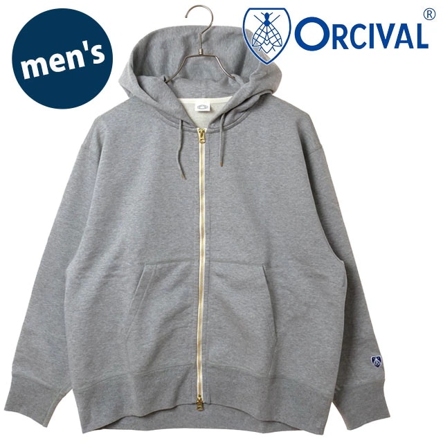 メンズ フレンチテリー ジップフーディー [OR-C0532-FWZ] トップス 長袖 ジップパーカー 日本製 グレー HEATHER-GREY 正規取扱店