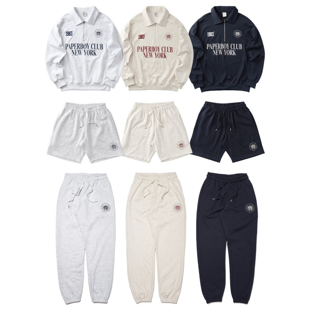 ペーパーボーイスポーツクラブハーフジップアップセットアップ 3COLOR