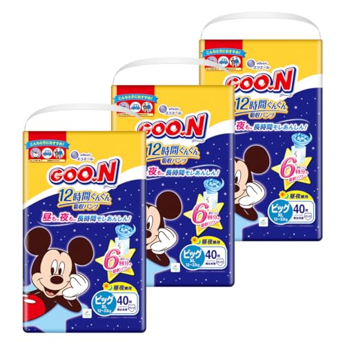 【パンツ BIGサイズ】グーン 12時間ぐんぐん吸収パンツ おむつ (12~22kg) 120枚(40枚×3) [ケース販売] (ディズニーデザ 5,116円