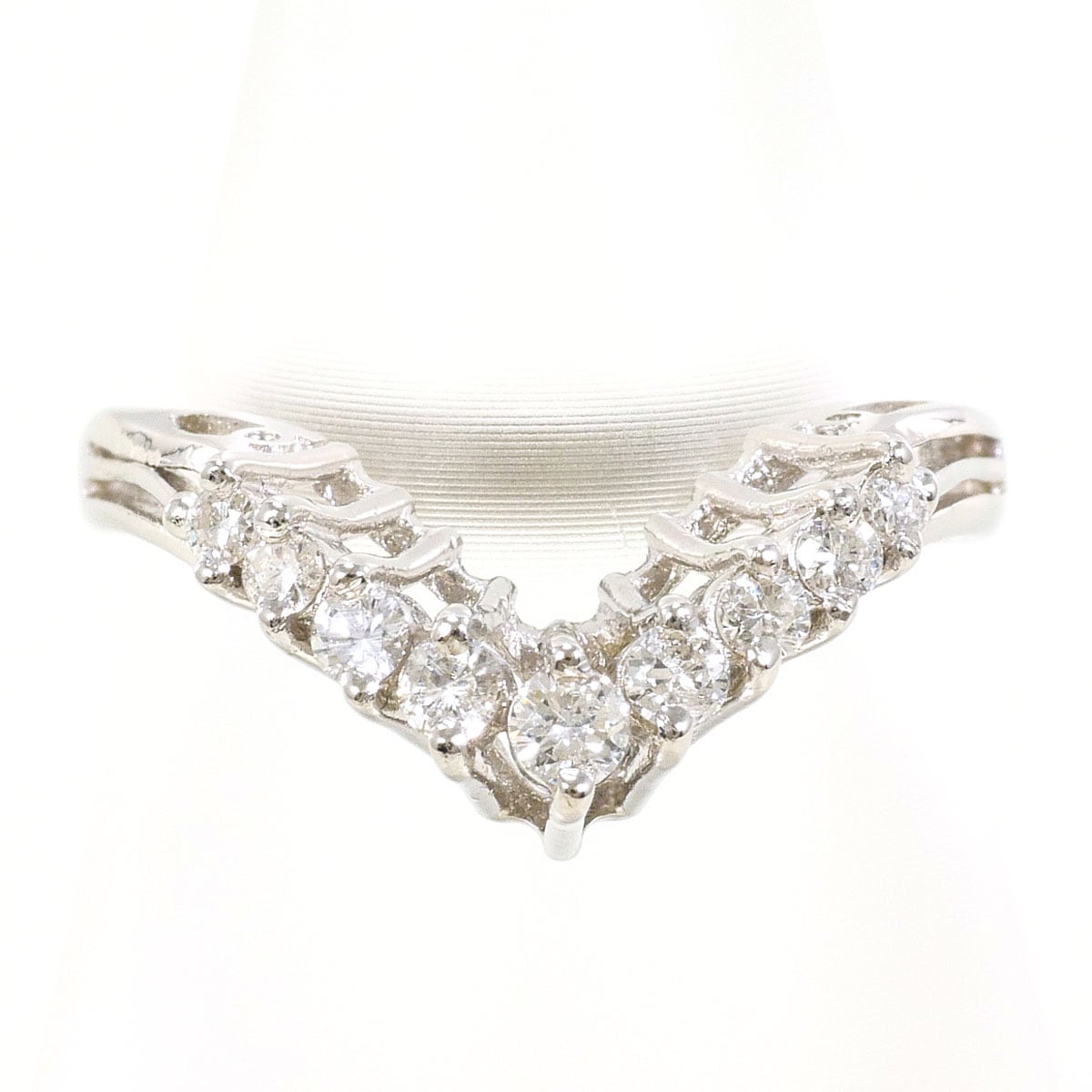PT900 プラチナ リング・指輪 7.5号 ダイヤモンド 0.21ct 総重量約3.3g 中古