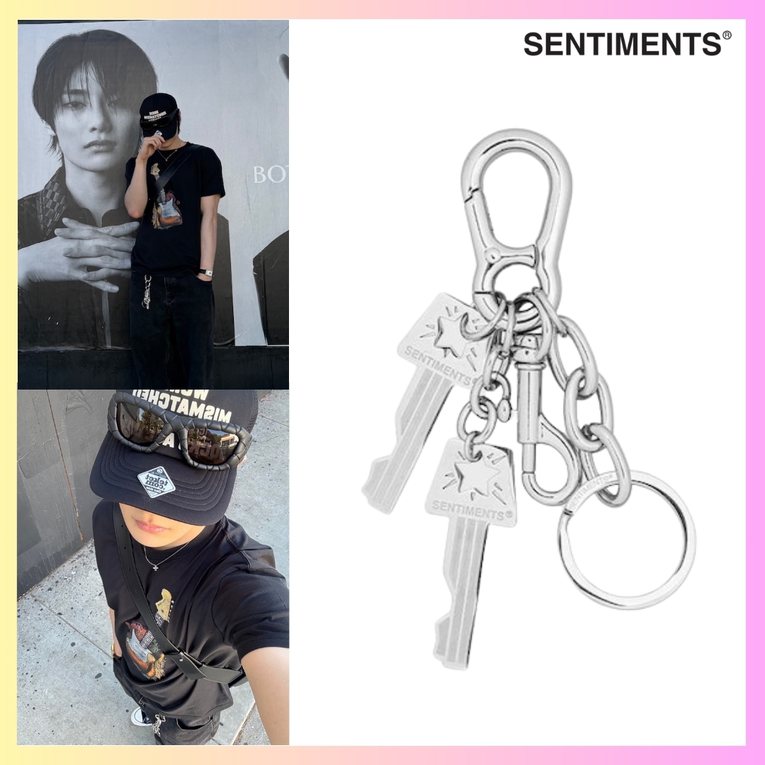 [SENTIMENTS] [Stray Kids アイエン 着用] NO.595 [SILVER] STAR KEY HOLE KEY RING + FREE GIFT キーリング