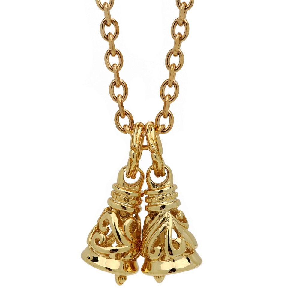 ステンレス ツインベルネックレス ゴールド [n630-gold]