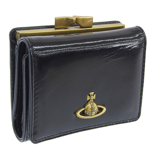 ヴィヴィアンウエストウッド 財布 レディース 三つ折り財布 アウトレット レザー がま口 ブラック SMALL FRAME WALLET 5115002MWL008LN405 VIVIENNE WES
