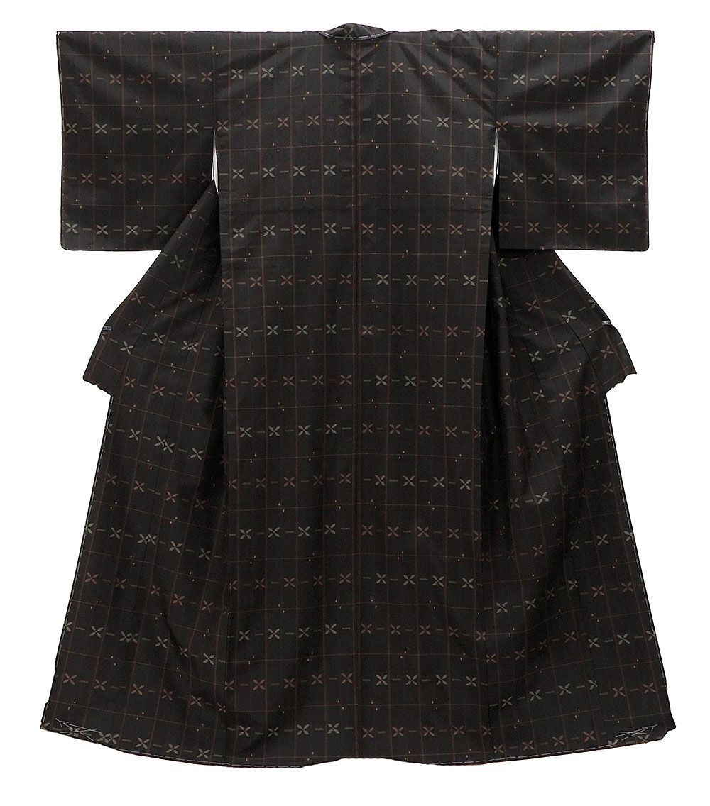 紬 未着用美品 正絹 格子幾何模様 身丈163.5cm 裄丈64.5cm 逸彩紬 未使用 新古品 着物 カジュアル d0549 19,800円