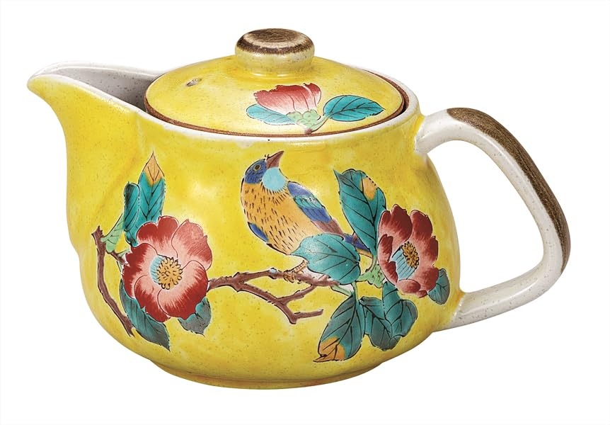 九谷焼いわたや ポット急須 吉田屋椿に鳥(網付)K9-621