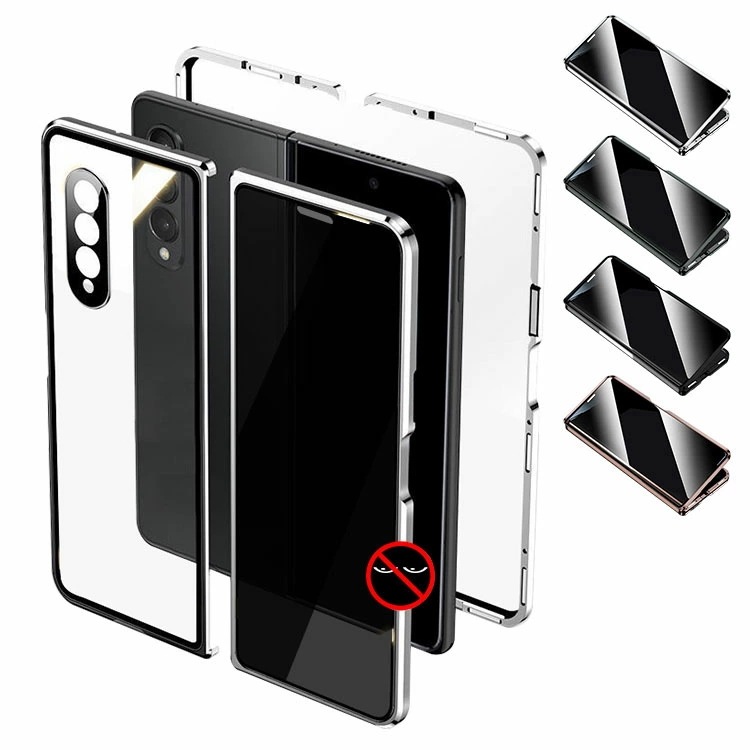 Galaxy Z Fold4 ケース / カバー アルミ バンパー クリア 透明 覗き見防止 背面透明 後強化ガラス アルミサイドバンパー Samsung サムスン ギャラクシー Z フォールド4 S