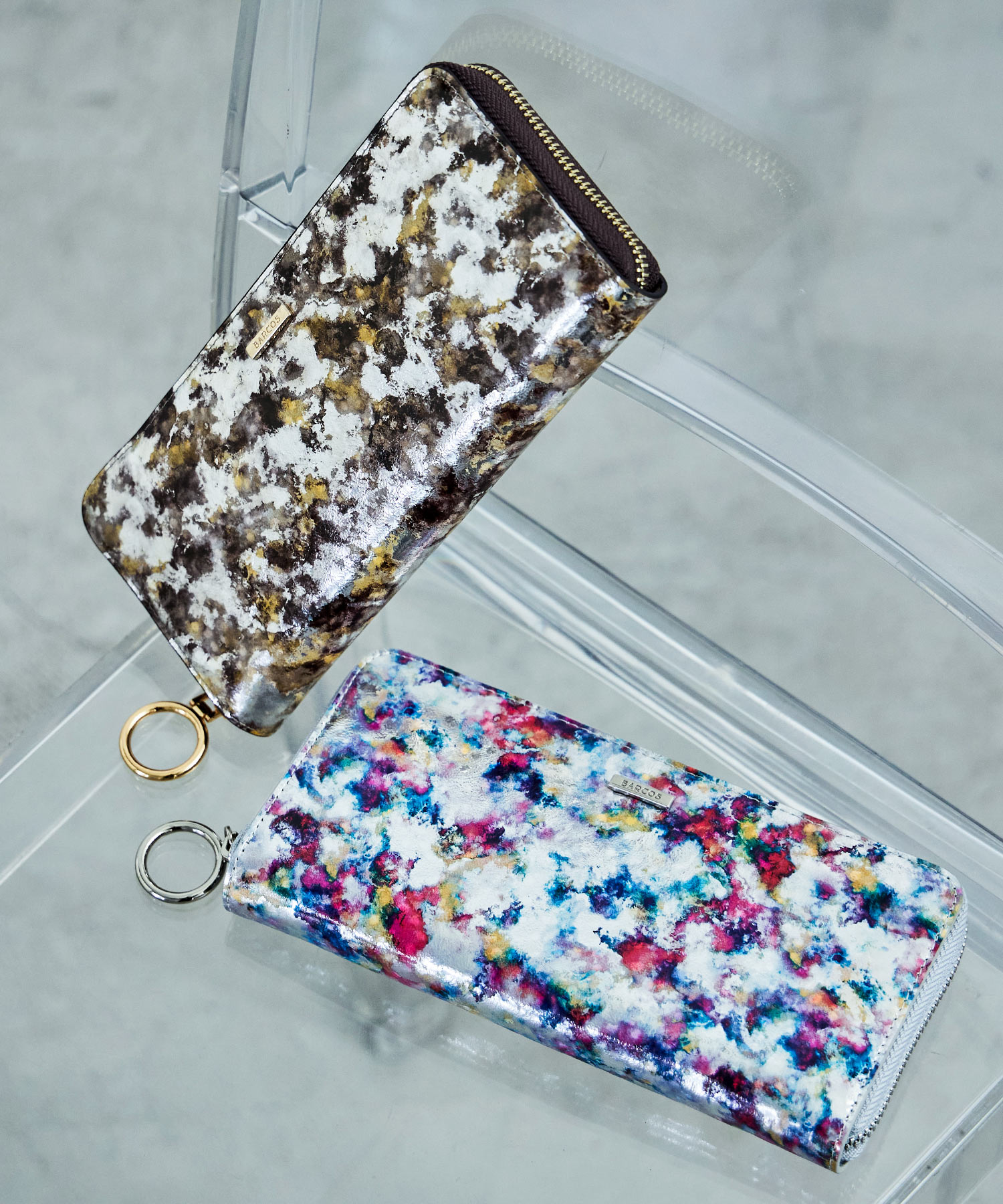 ペイントレザー ロングウォレット 長財布 財布 ウォレット ファスナー付き カードケース 財布 ギフト レディース 個性派 プレゼント パーティー 結婚式 成人式 大容量 多機能 ママコーデ