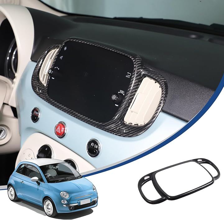 フィアット 500 アバルト 595 695 2016～2025に適用 ナビフレーム ディスプレイオーディオ枠 ナビフレームパネル エアコンカバー カーボンファイバー製 貼付タイプ