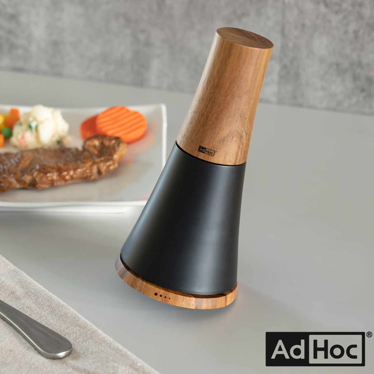 スパイスミル ソルト＆ペッパーミル SPIN AdHoc 手動 粗さ調節 塩胡椒挽き 木製 セラミック ソルトミル ペッパーミル ソルト＆ペッパー 塩こしょう挽き 手挽き 手動式 ミル