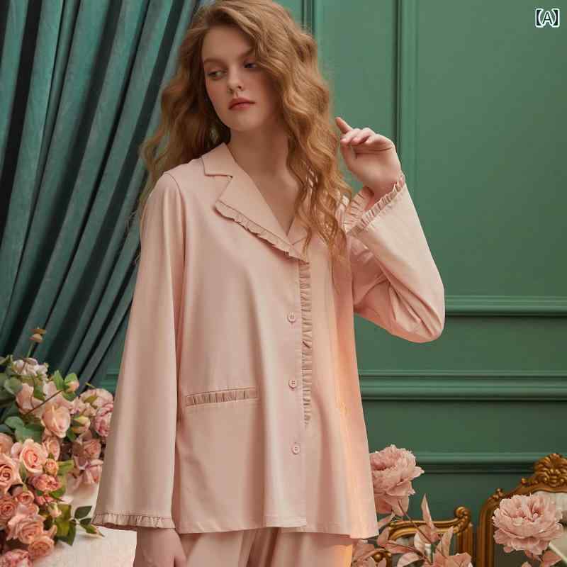 Chenxi 春秋 パジャマの レディース 長袖 ズボン スーツ カジュアル 薄手 かわいい 小さい さわやか 綿の ホーム 服