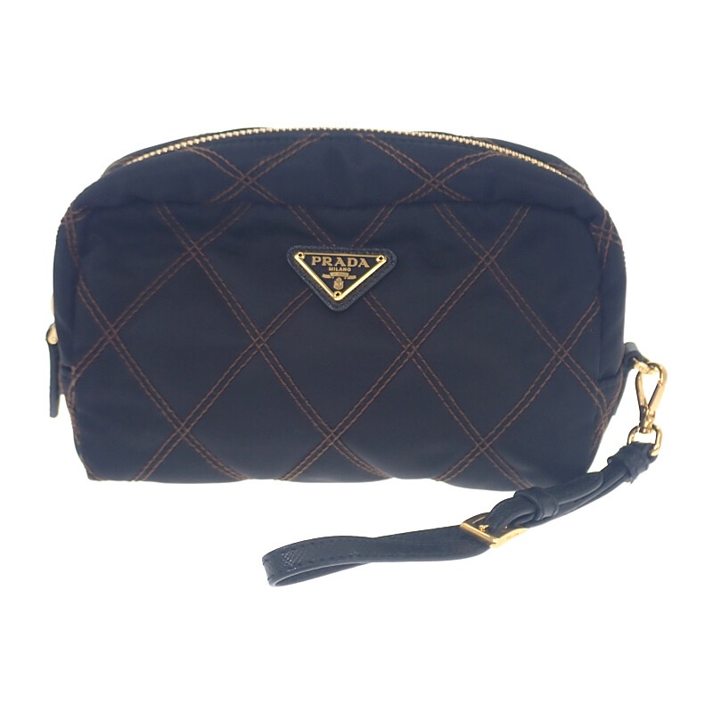 スモールナイロンポーチ 1NE005 ポーチ ナイロン ブラック ゴールド金具 レディース【Aランク】