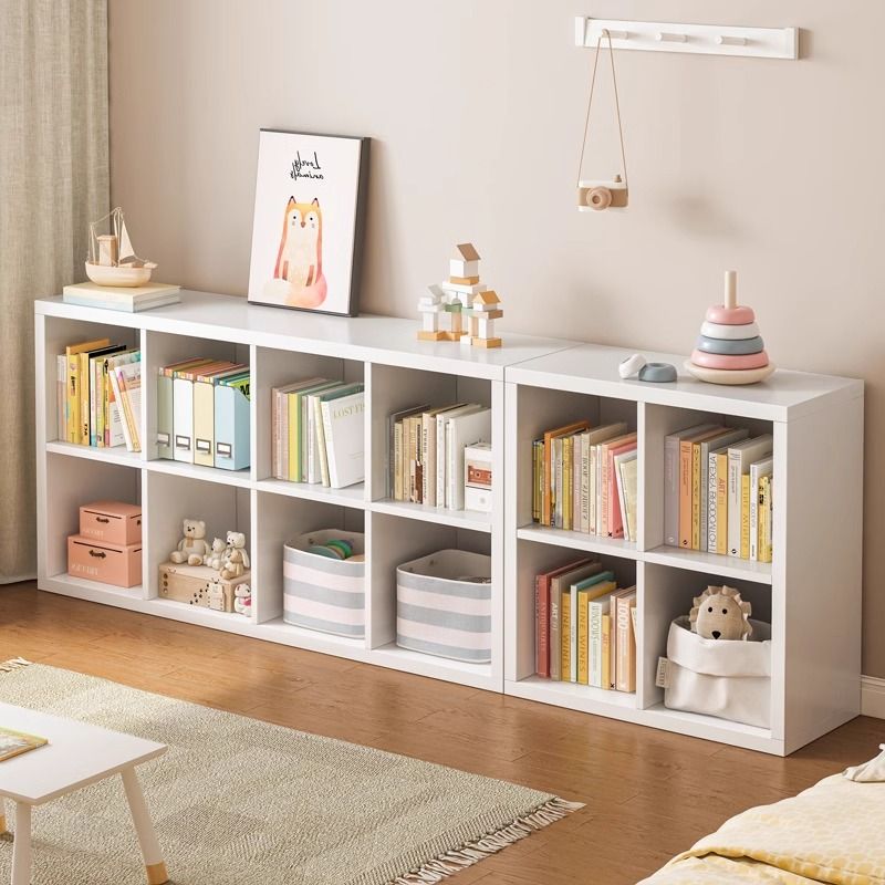 60/90/120cm ラティスキャビネット本棚フロアラックローキャビネット本棚8グリッドキャビネット家庭用収納キャビネット一体型壁掛けスクエアキャビネット