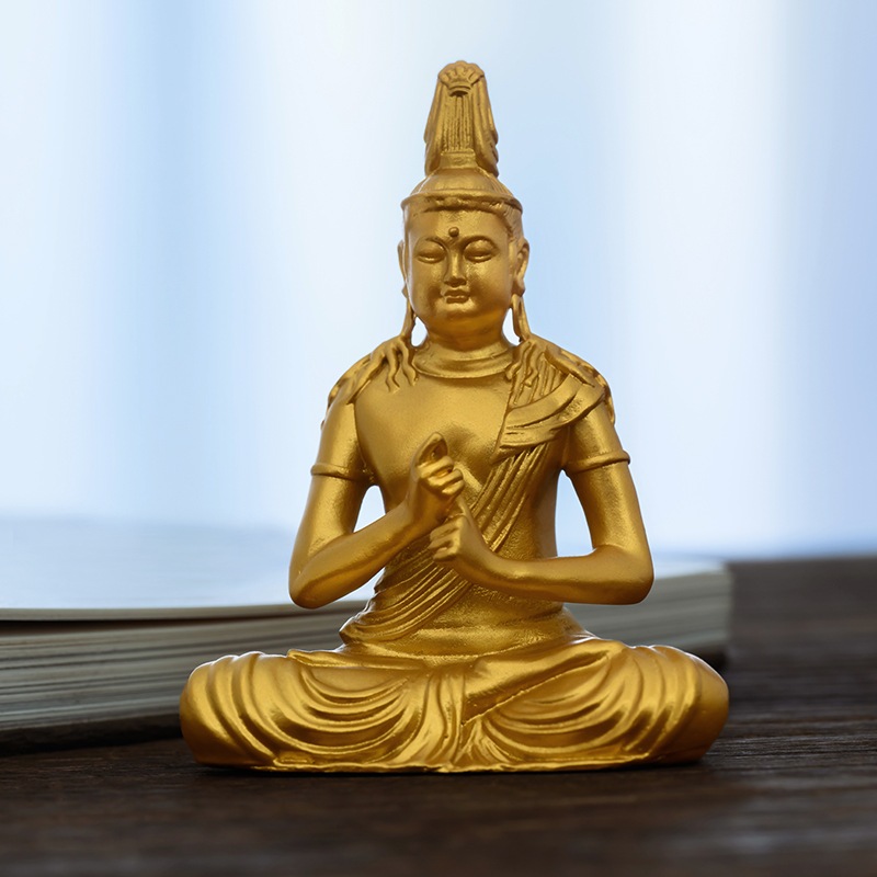 大日如来 仏像 黄金の光と平穏を象徴する精神守護者手作りのゴールド仏像