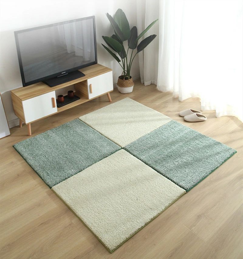 5色ラグ マット 洗える ラグマット シャギーラグ 9枚入80*80cm 北欧 グレー グリーン 緑 リビング用 居間用 おしゃれ かわいいセンターラグ らぐ 正方形 絨毯 じゅうたん ダイニングラグ