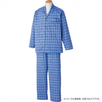 ケアファッション ワンタッチテープ+腰開きパジャマ(紳士) ブルー L 3880202