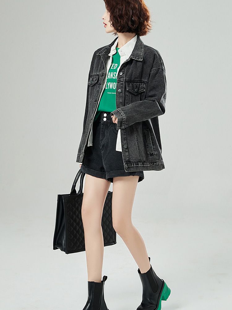 春秋新作デニムジャケットルーズアメリカンレトロカップル薄手のガスジャケットのカウボーイ服 デニムトップス