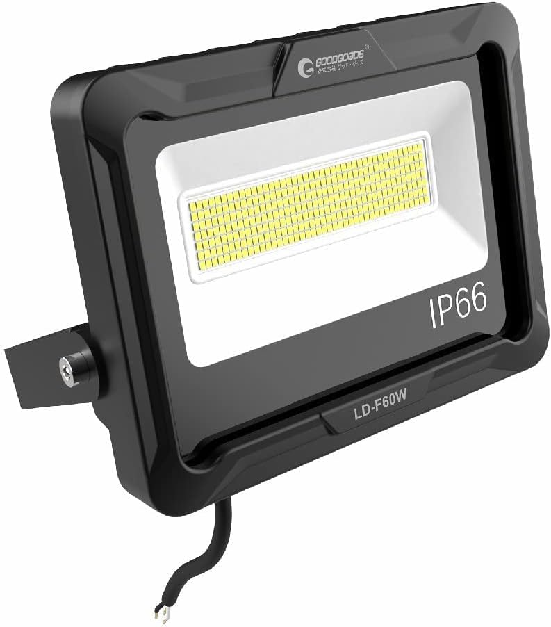グッド・グッズ 60W LED 投光器 昼白色 100V対応 IP66 防水 ledライト ワークライト 高輝度 省エネ 120広角照明 フラッドライト 看板灯 駐車場 ガレージ 倉庫 BBQ 屋外