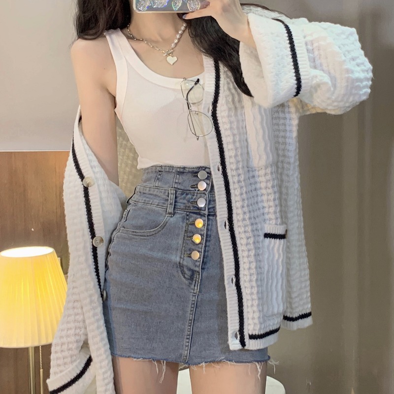 セーターカーディガン ホワイト トップス アウター ニットソー セーター カーディガン 長袖 5,057円