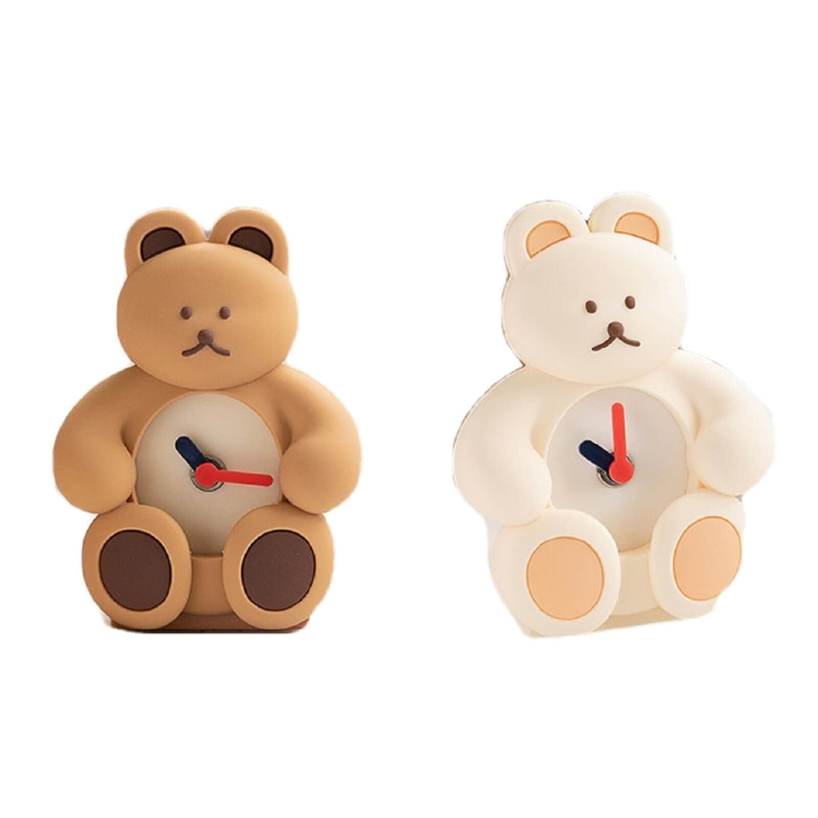 ドナトドナト 韓国クマキャラクター無騒音卓上時計アナログかわいいシリコンボディデザイン