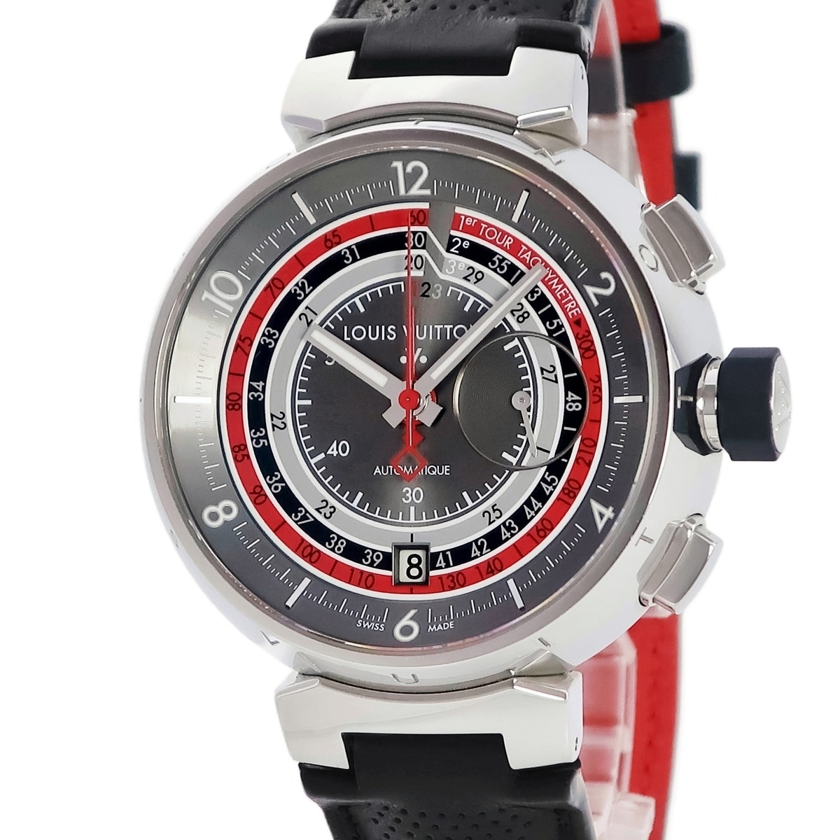 タンブール ヴォワイヤージュ クロノグラフ Q102C 自動巻き メンズ グレー バー アラビア 限定 3年保証