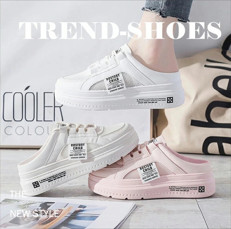 2023 厚底スニーカー かかとなし サンダル レディース スリッポン ヒール 通気 履きやすい 婦人靴 サンダルスニーカー 韓国風 美脚 疲れない 女性 メッシュ マジックテープ 紐なし アウトドア