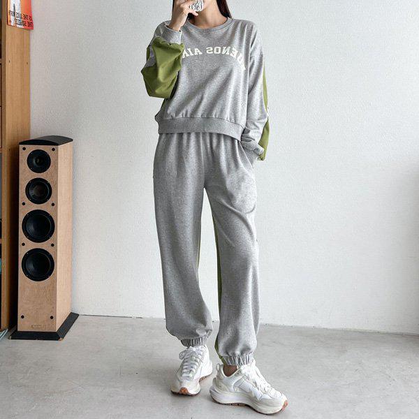 Hスタイル(SET)ブエノ配色セット 秋 女性 長袖 トレーニングウェアセット スウェットセット ホームウェア