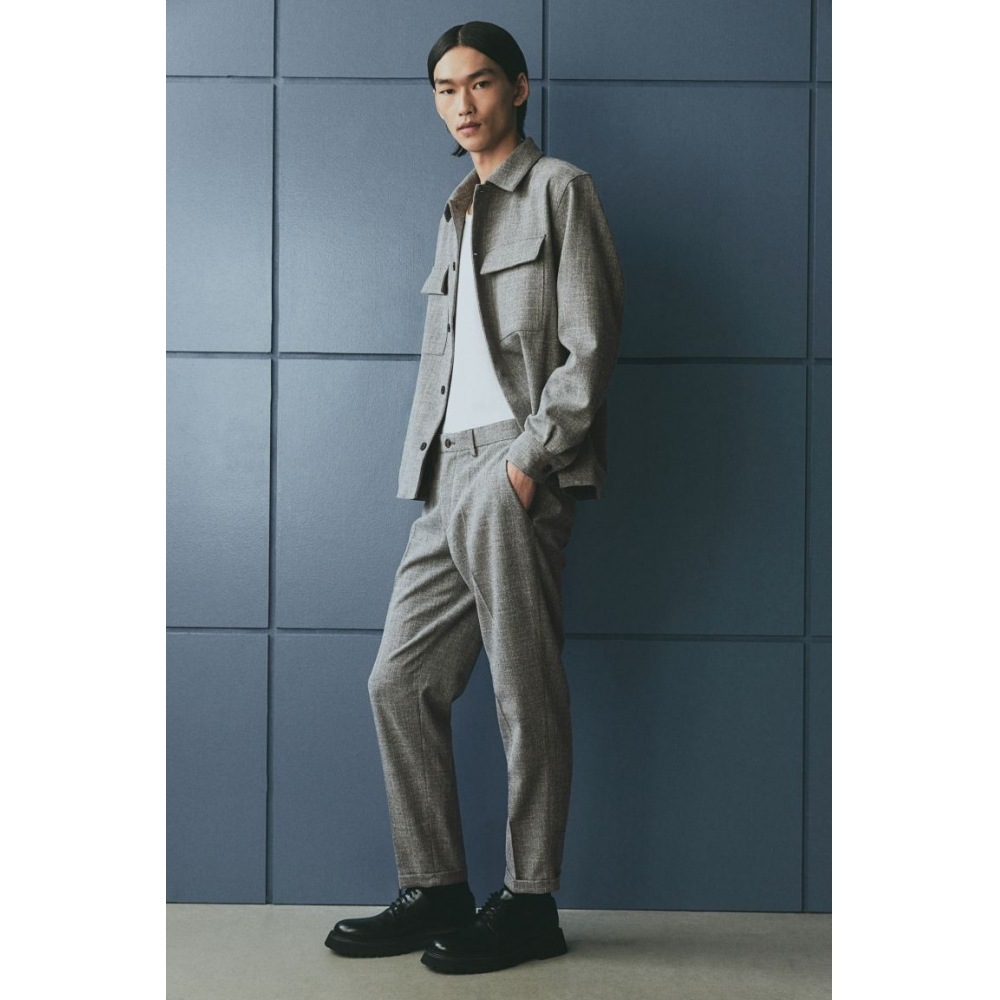 H&M テーラードトラウザーズレギュラーフィットダークグレーメランジ