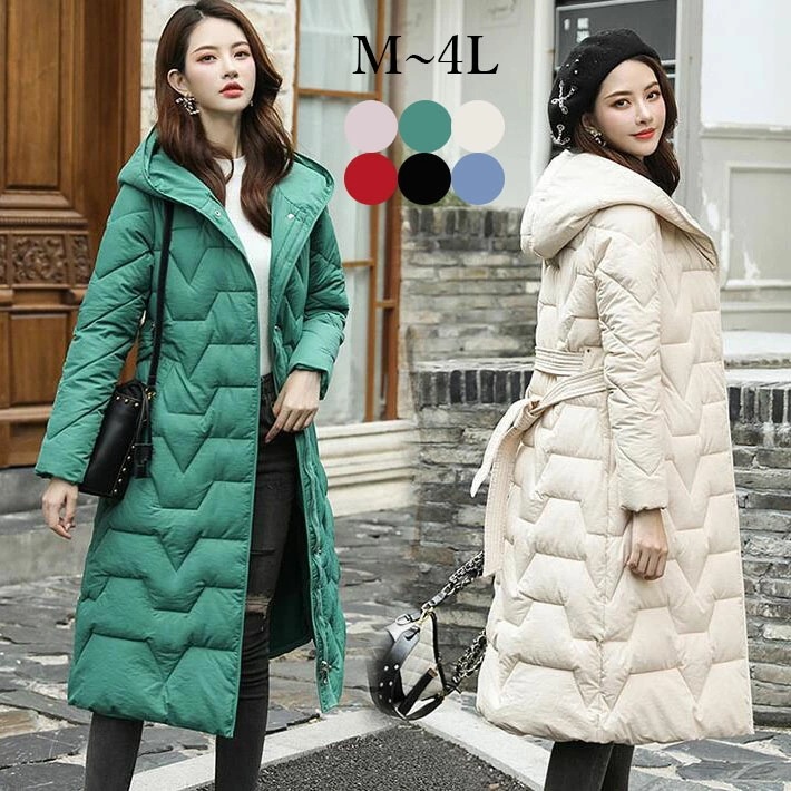 中綿コート　ダウンロングコート　ベンチコート　アウター コート　ダウンジャケット ロングジャケット　フード付き 超ロング スタンドカラー 着痩せ 大きいサイズ　温かい　軽量 防寒 厚手　冬　M