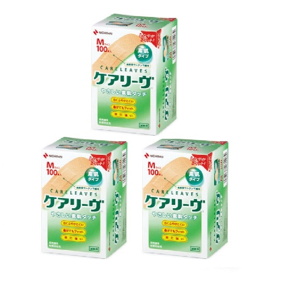 ケアリーヴ 絆創膏Mサイズ １０0枚入り 3個セットやさしい素肌タッチ ケアリーブ ばんそうこう