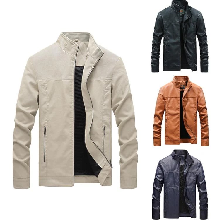 [プレミア新品]レザージャケット/メンズ/革ジャン/レザーコート/裏起毛/革ジャケット/ブルゾン/アウター/PU/防寒/防水/防風/保温/ライダース